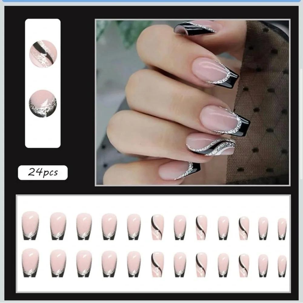 Black & White Press On Nails NWT
